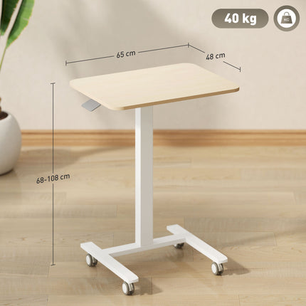 Nastavitelný stůl na stání na kolečkách, 65x48x68-108 cm, žlutá