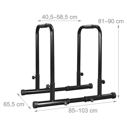Adjustable Steel Dip Bars with Non-Slip Grips, Black