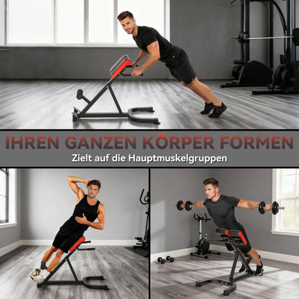 Verstellbare Hantelbank aus Stahl – Rot/Schwarz, Heimfitnessstudio