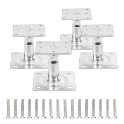 Adjustable Steel Post Supports, Set of 4 – Silver