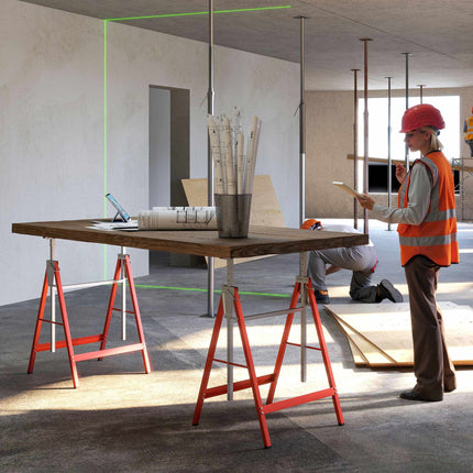 Adjustable Steel Sawhorse Set, Red, 200kg Capacity