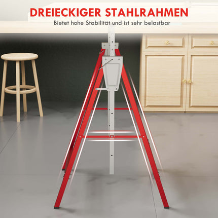 Adjustable Steel Sawhorse Set, Red, 200kg Capacity