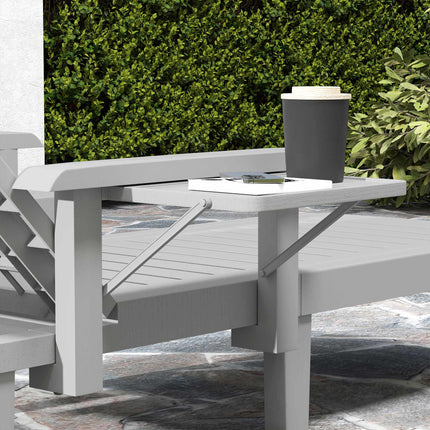 Adjustable Sun Lounger with Side Table, Light Grey