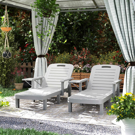 Adjustable Sun Lounger with Side Table, Light Grey