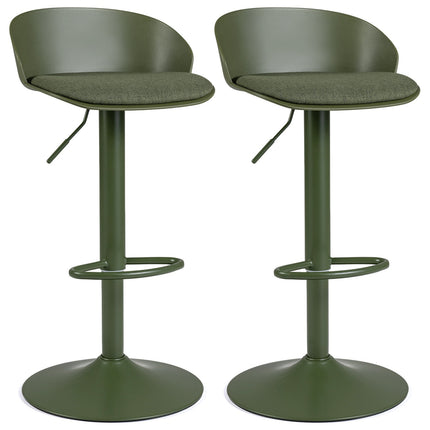 Adjustable Swivel Bar Stools, Set of 2, Cream/Olive Green