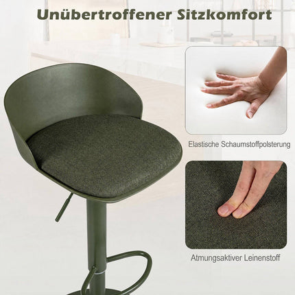 Adjustable Swivel Bar Stools, Set of 2, Cream/Olive Green
