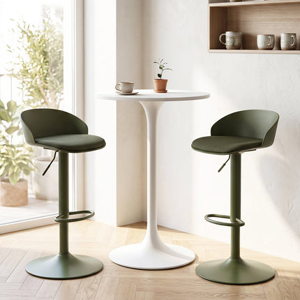 Adjustable Swivel Bar Stools, Set of 2, Cream/Olive Green