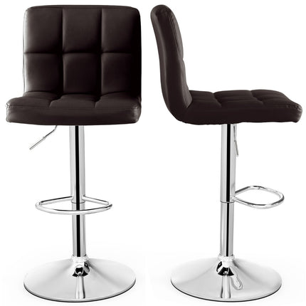 Adjustable Swivel Bar Stools Set of 2, Faux Leather, Brown