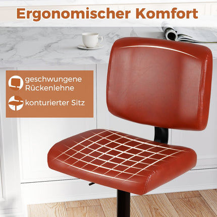 Verstellbare Barhocker mit Drehfunktion, 2er-Set, Kunstleder, Rotbraun