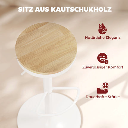 Verstellbare Barhocker mit Drehfunktion, 2er-Set, Holz & Stahl