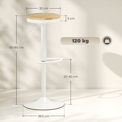 Verstellbare Barhocker mit Drehfunktion, 2er-Set, Holz & Stahl