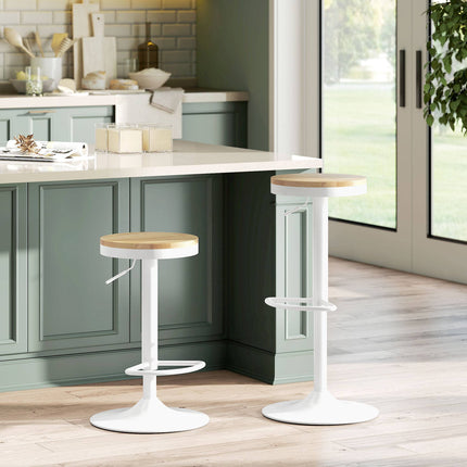 Verstellbare Barhocker mit Drehfunktion, 2er-Set, Holz & Stahl