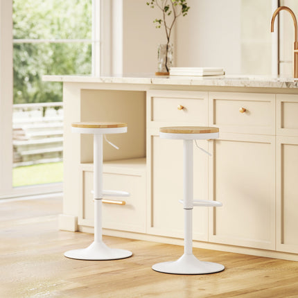 Verstellbare Barhocker mit Drehfunktion, 2er-Set, Holz & Stahl
