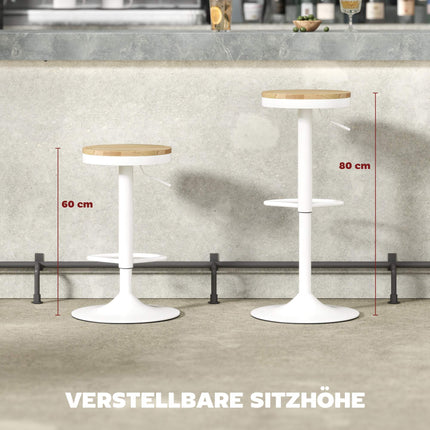 Verstellbare Barhocker mit Drehfunktion, 2er-Set, Holz & Stahl