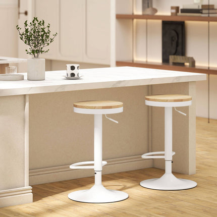 Verstellbare Barhocker mit Drehfunktion, 2er-Set, Holz & Stahl