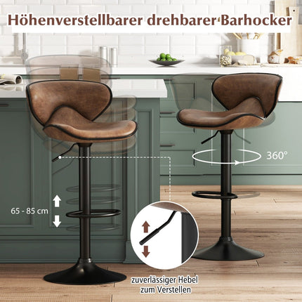 Verstellbare Barhocker mit Rückenlehne, 2er-Set