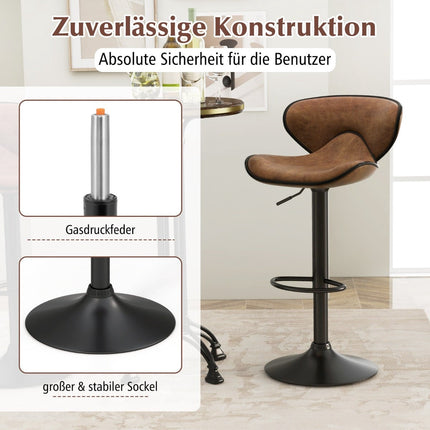 Verstellbare Barhocker mit Rückenlehne, 2er-Set