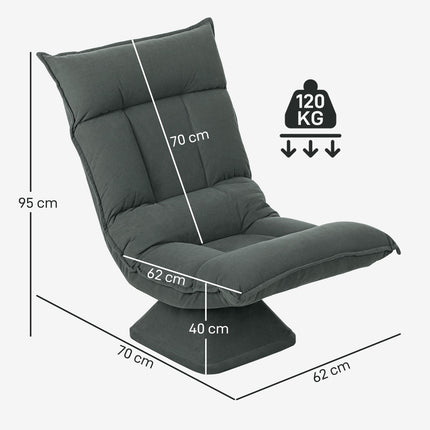Adjustable Swivel Floor Chair, Dark Grey, 360° Rotation