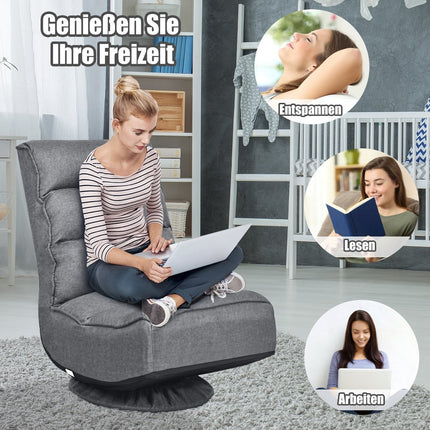 Adjustable Swivel Floor Chair with 5 Recline Positions