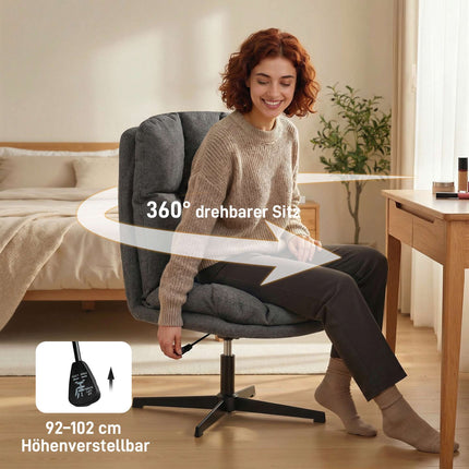 Adjustable Swivel Lounge Chair, 62 cm Seat, Dark Grey