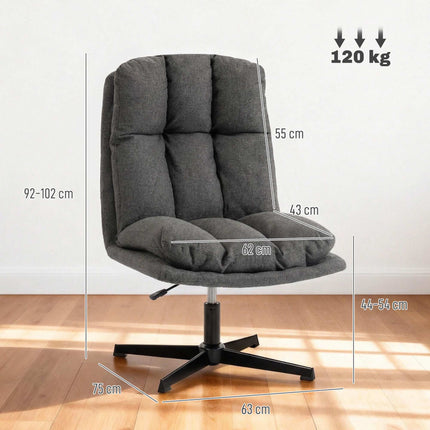 Adjustable Swivel Lounge Chair, 62 cm Seat, Dark Grey