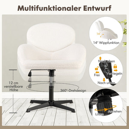 Adjustable Swivel Office Chair with Rocking Function, White