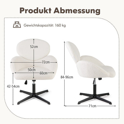 Adjustable Swivel Office Chair with Rocking Function, White