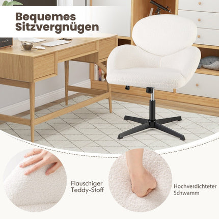 Adjustable Swivel Office Chair with Rocking Function, White