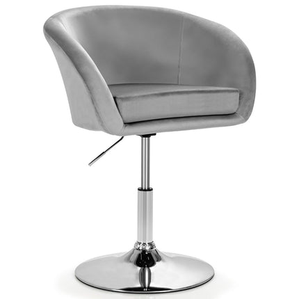 Adjustable Swivel Velvet Bar Stool with Round Backrest, Grey