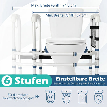 Verstellbarer Toilettensicherheitsrahmen mit Stauraum, Weiß