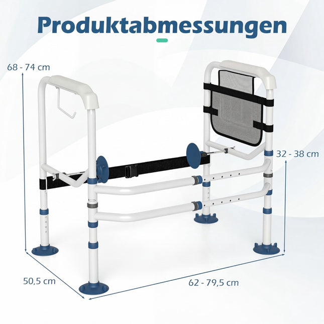 Adjustable Toilet Safety Frame with Storage, White