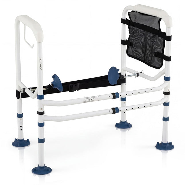 Adjustable Toilet Safety Frame with Storage, White