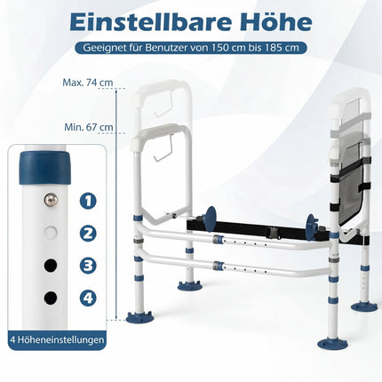 Verstellbarer Toilettensicherheitsrahmen mit Stauraum, Weiß