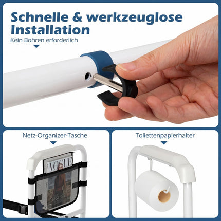 Verstellbarer Toilettensicherheitsrahmen mit Stauraum, Weiß