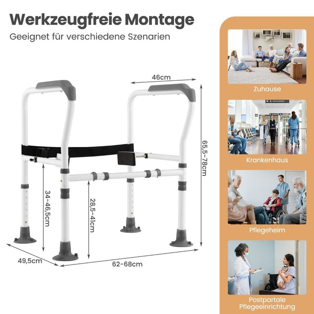 Verstellbare Toiletten-Sicherheitsschiene – 6 Höhen, 2 Breiten, Karbonstahl