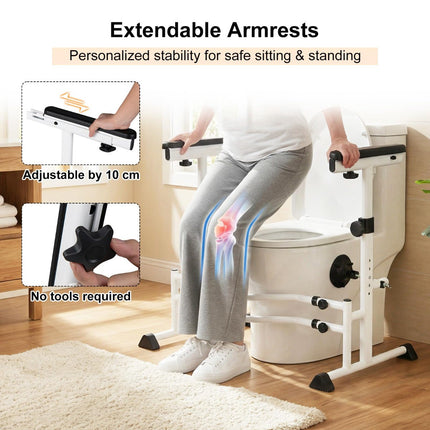 Verstellbarer Toilettengriff mit rutschfesten Armlehnen, Silber