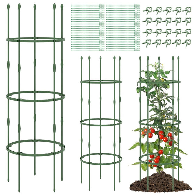 Verstellbares Tomatenpflanzen-Stützgerüst-Set – 154 cm, 3er-Pack