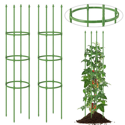 Verstellbares Tomatenpflanzen-Stützset – 2 Stück, Metall, 3 Höhen