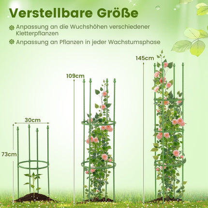 Verstellbares Tomatenpflanzen-Stützset – 2 Stück, Metall, 3 Höhen