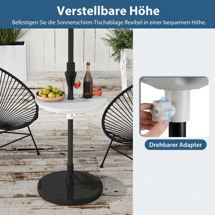 Verstellbarer Schirmtisch mit 38-48mm Loch, Weiß