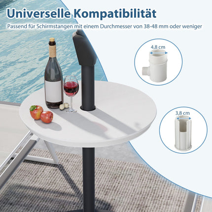 Verstellbarer Schirmtisch mit 38-48mm Loch, Weiß