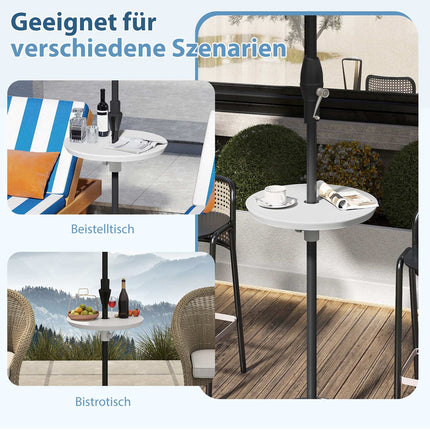 Verstellbarer Schirmtisch mit 38-48mm Loch, Weiß