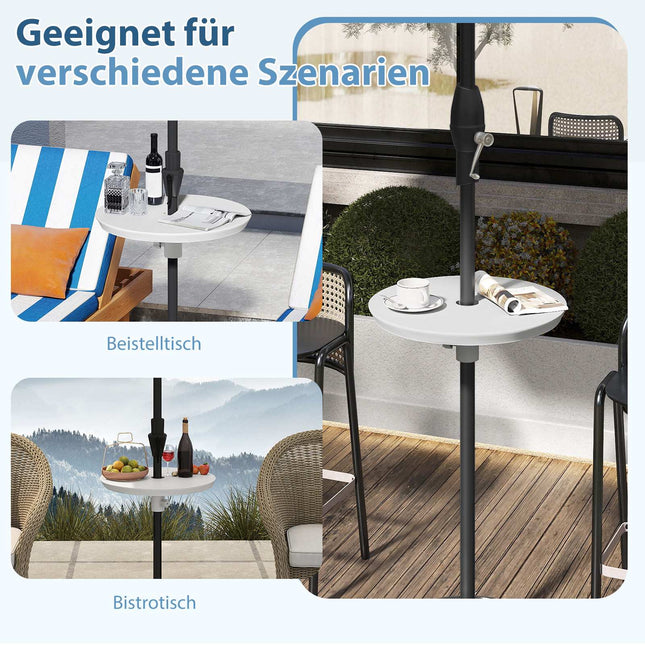 Verstellbarer Schirmtisch mit 38-48mm Loch, Weiß