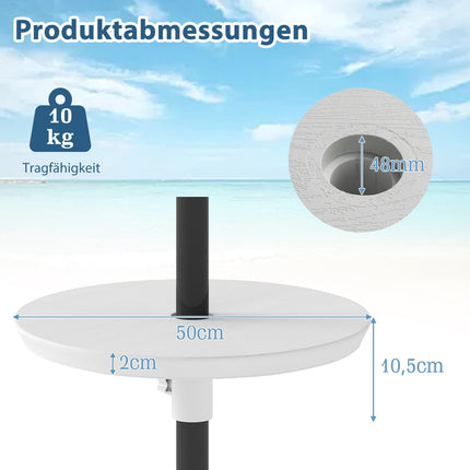 Verstellbarer Schirmtisch mit 38-48mm Loch, Weiß