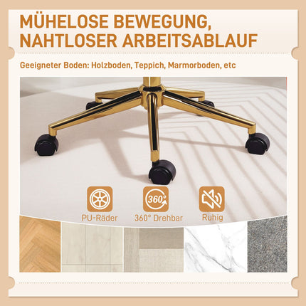 Verstellbarer Bürostuhl aus Samt, rollbar, neigbar, Cremefarben