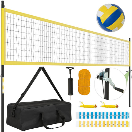 Verstellbares Volleyballnetz-Set mit Ständer, 9,75 m x 90 cm