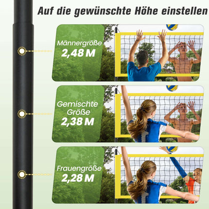 Verstellbares Volleyballnetz-Set mit Ständer, 9,75 m x 90 cm