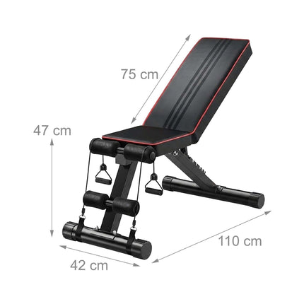 Adjustable Weight Bench with Resistance Bands, Foldable