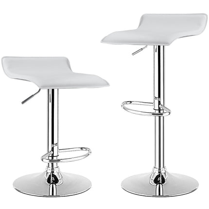 Verstellbare weiße Barhocker 2er-Set mit Rückenlehne und Fußstütze