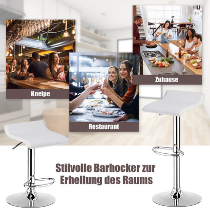 Verstellbare weiße Barhocker 2er-Set mit Rückenlehne und Fußstütze
